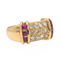 Bague 57 Bague cocktail en or jaune 18 carats avec diamants et rubis 58 Facettes 2399273CN