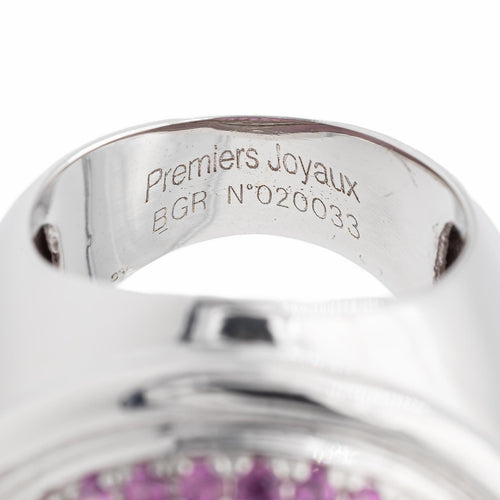Bague 54 Bague en or blanc 18 carats pavée de saphirs roses 58 Facettes 2383037CN