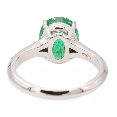 Bague 53 Bague en or blanc 18 carats avec émeraude ovale et diamants 58 Facettes 2543095CN