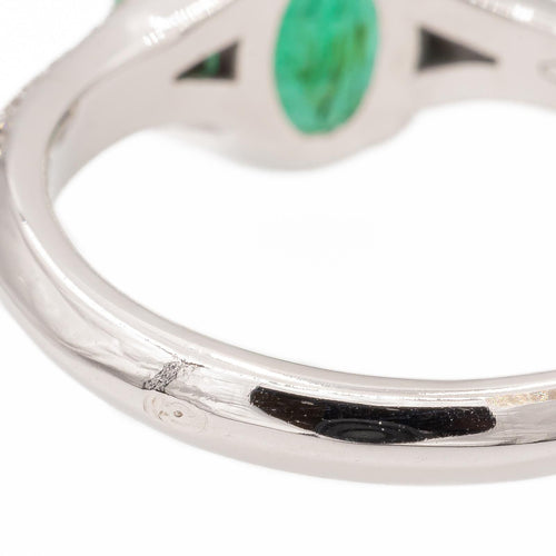 Bague 53 Bague en or blanc 18 carats avec émeraude ovale et diamants 58 Facettes 2543095CN