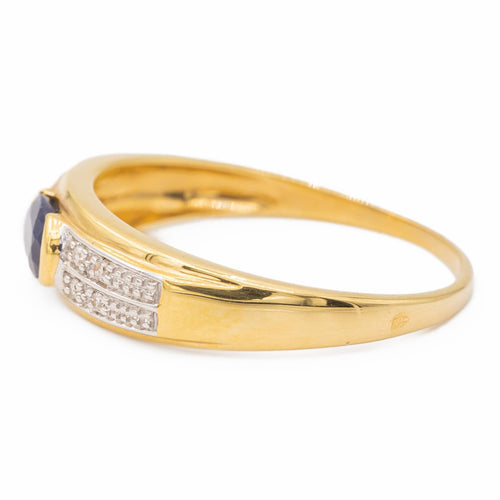 Bague 59 Bague en or jaune et or blanc 18 carats saphir et diamants 58 Facettes 2593579CD