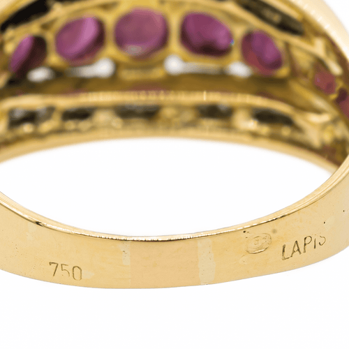 Bague 57 Bague rubis et diamants en or jaune 18 carats 58 Facettes 2763556CN