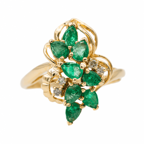 Bague 56 Bague en or jaune 18 carats sertie d’émeraudes et diamants 58 Facettes 3105059CN