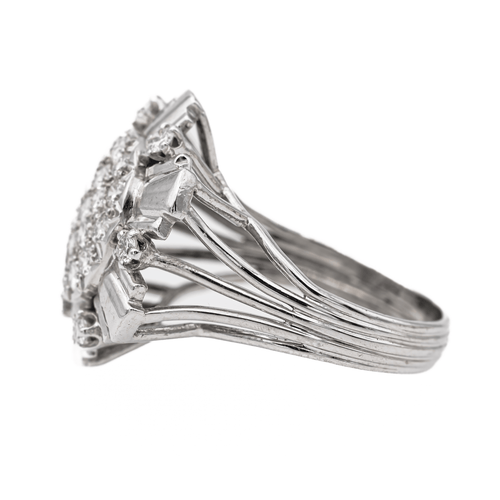 Bague 58 Bague cocktail en or blanc 18 carats pavée de diamants 58 Facettes 3148551CN