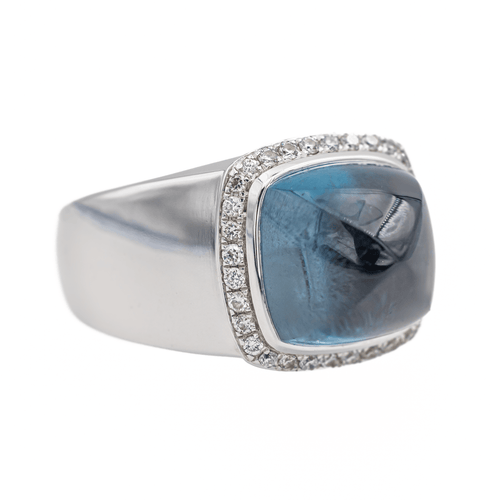 Bague 57 Fred Pain de Sucre - Bague en or blanc avec topaze et diamants 58 Facettes 3249891CN