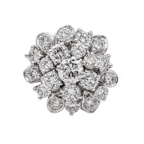 Bague 56 Bague marguerite en or blanc 18 carats et diamants 58 Facettes 3393425CN