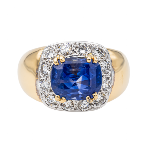 Bague 54 Bague en or jaune 18 carats avec saphir et diamants 58 Facettes 3393426CN
