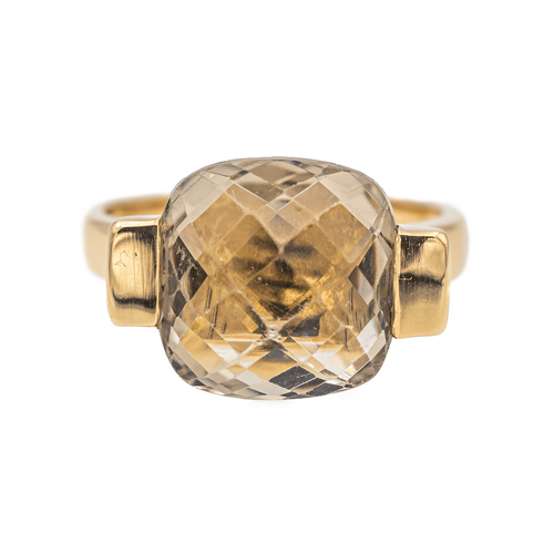 Bague 53 Bague solitaire en or jaune et quartz fumé 58 Facettes 3443077RV