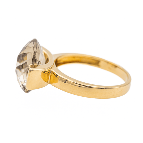 Bague 53 Bague solitaire en or jaune et quartz fumé 58 Facettes 3443077RV