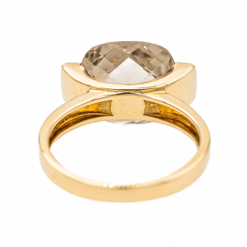 Bague 53 Bague solitaire en or jaune et quartz fumé 58 Facettes 3443077RV