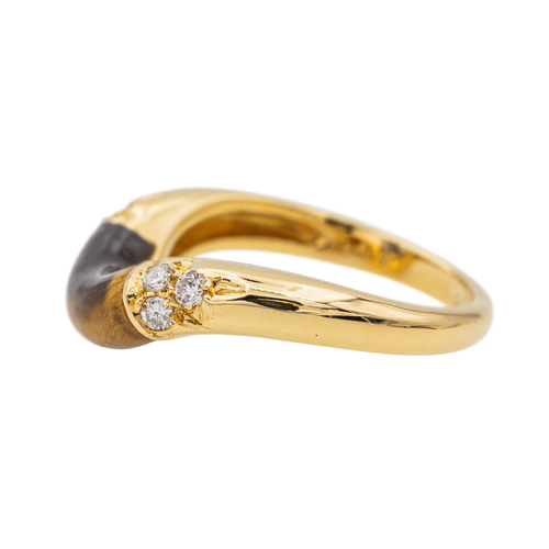 Bague 52 Cartier - Bague en or jaune sertie d’œil de tigre et diamants 58 Facettes 3662247RV