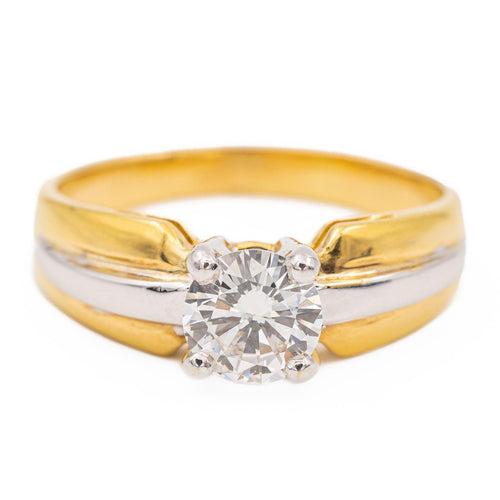Bague 56 Bague solitaire en or jaune et or blanc avec diamant 58 Facettes 578381CD