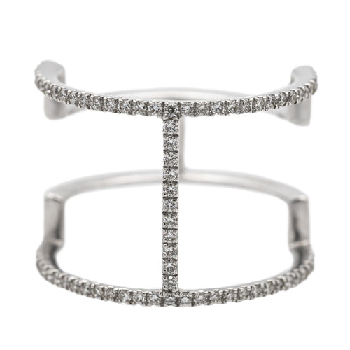 Bague 53 Bague graphique en or blanc 18 carats et diamants 58 Facettes 578790RV