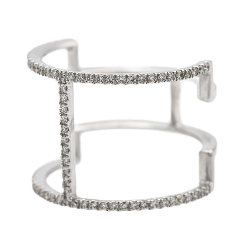 Bague 53 Bague graphique en or blanc 18 carats et diamants 58 Facettes 578790RV