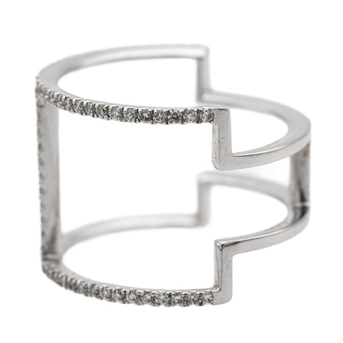 Bague 53 Bague graphique en or blanc 18 carats et diamants 58 Facettes 578790RV