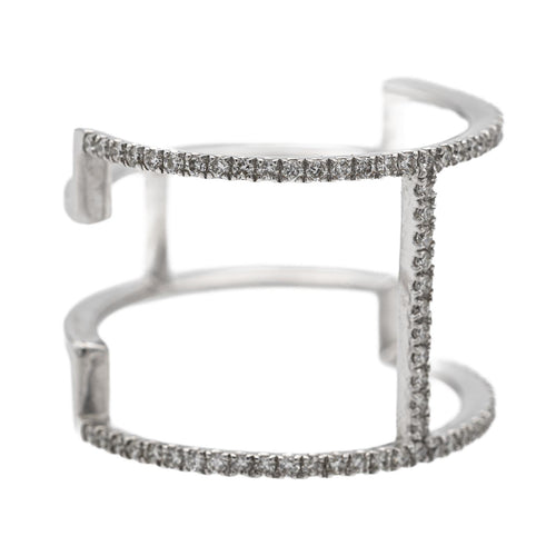 Bague 53 Bague graphique en or blanc 18 carats et diamants 58 Facettes 578790RV