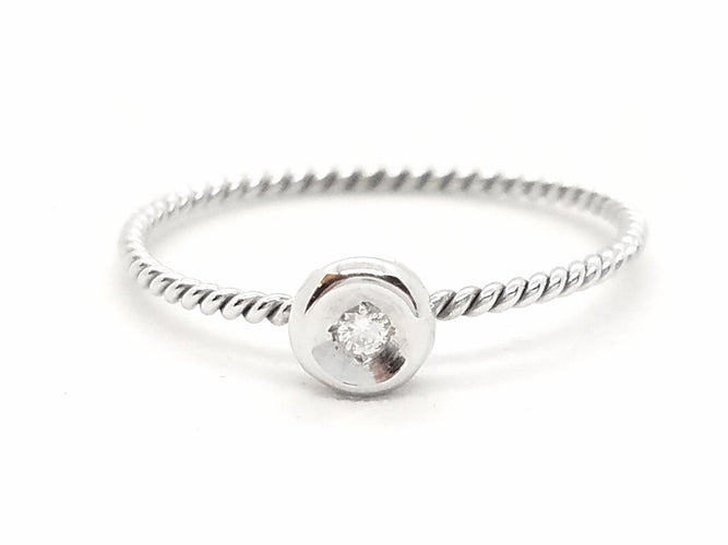 Bague 54 Bague en or blanc 18 carats avec diamant brillant 0,03 ct 58 Facettes 579277RV