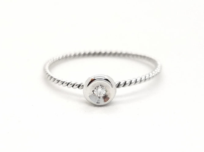 Bague 54 Bague en or blanc 18 carats avec diamant brillant 0,03 ct 58 Facettes 579277RV