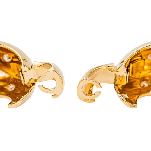 Boucles d'oreilles Cartier - Boucles d’oreilles créoles en or jaune 18 carats et diamants 58 Facettes 3785640CN