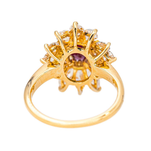 Bague 53 Bague pompadour sertie de rubis et diamants en or jaune 18 carats 58 Facettes 4555578RV