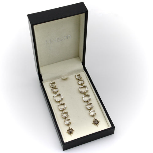 Boucles d'oreilles H. Stern Moonlight - Boucles d’oreilles pendantes en or 18k, cristal de roche et diamants 58 Facettes A2005X