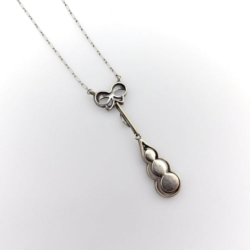 Collier Collier chute victorien en or 14K avec diamants taille rose et chaîne en platine 58 Facettes