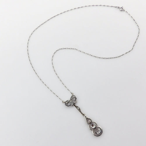 Collier Collier chute victorien en or 14K avec diamants taille rose et chaîne en platine 58 Facettes