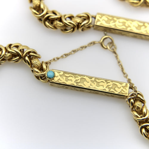 Collier Chaîne de garde victorienne à maillons fantaisie en or 14K 58 Facettes A20000