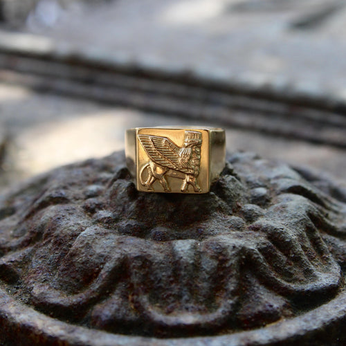 Bague 68 Chevalière vintage en or 18k Lamassu 58 Facettes A2001U