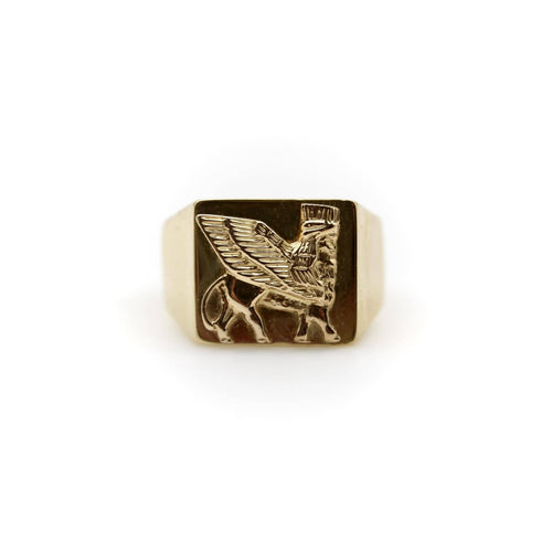 Bague 68 Chevalière vintage en or 18k Lamassu 58 Facettes A2001U