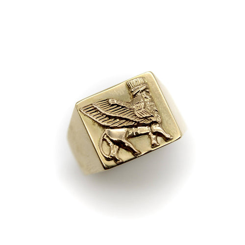 Bague 68 Chevalière vintage en or 18k Lamassu 58 Facettes A2001U