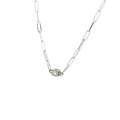 Collier Dinh Van Le Cube Diamant - Collier en or blanc 18 carats et diamant 58 Facettes 33777