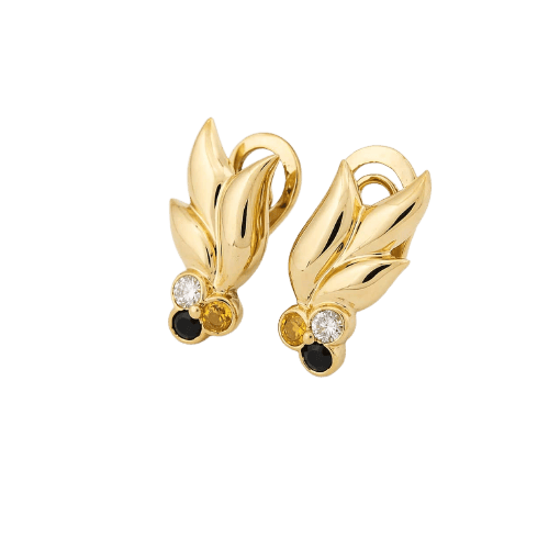 Boucles d'oreilles Boucles d'oreilles en or jaune, diamants et saphirs 58 Facettes 33712