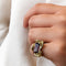 Bague 48 Bague animalière en or jaune 18 carats, tourmaline et calcédoines 58 Facettes 27300