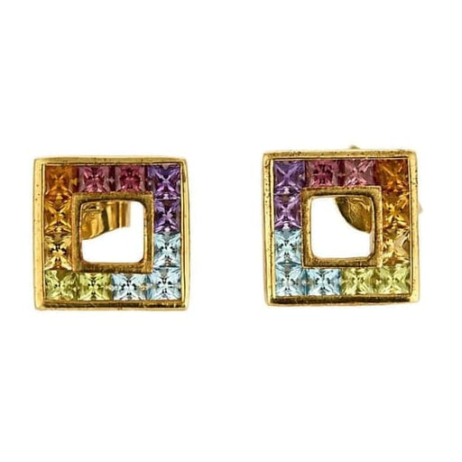 Boucles d'oreilles Boucles d’oreilles Arc-en-ciel en or jaune 18K et quartz multicolores 58 Facettes REU0798