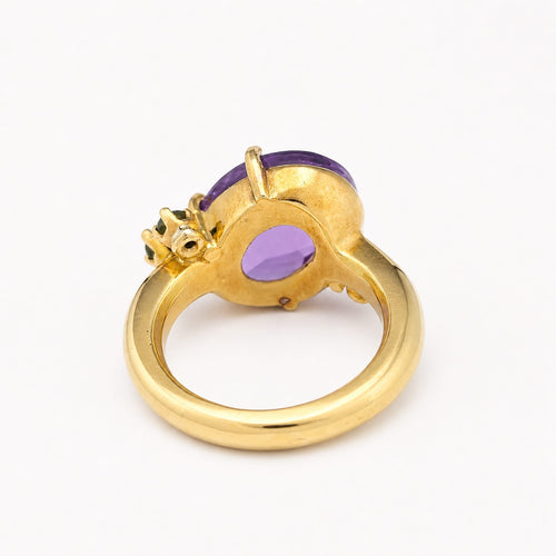 Bague 52.5 Bague cocktail en or jaune, améthyste et tsavorites 58 Facettes 33247
