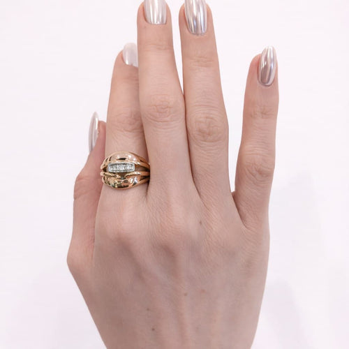 Bague 55 Bague en or rose et or blanc avec diamants 58 Facettes 32642