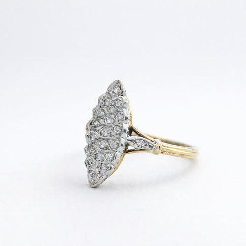 Bague 54 Bague marquise en or jaune et or blanc 18 carats, diamants 58 Facettes 34598