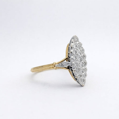 Bague 54 Bague marquise en or jaune et or blanc 18 carats, diamants 58 Facettes 34598
