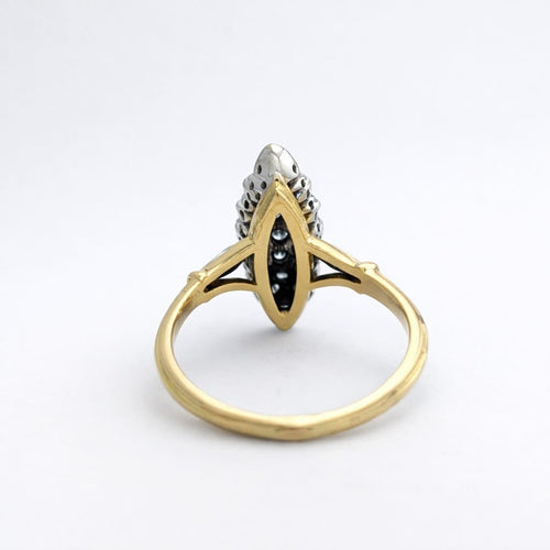 Bague 54 Bague marquise en or jaune et or blanc 18 carats, diamants 58 Facettes 34598