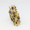 Bague 53 Bague architecturale en or jaune 18 carats et pierres fines polychromes 58 Facettes 34550
