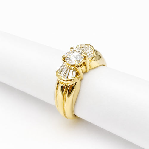 Bague 57 Vintage - Bague en or jaune 18 carats et diamants 58 Facettes 32184