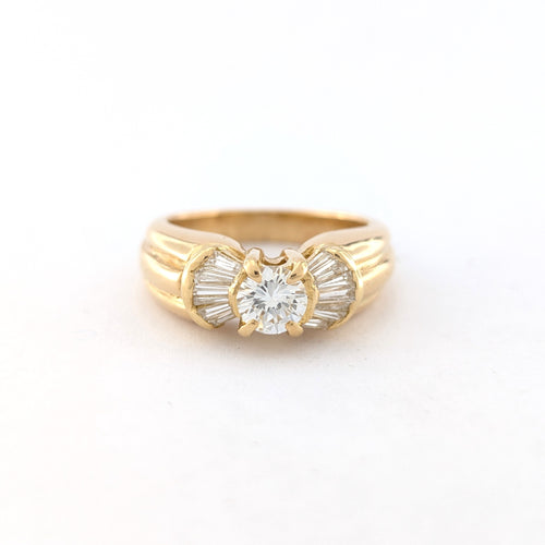 Bague 57 Vintage - Bague en or jaune 18 carats et diamants 58 Facettes 32184