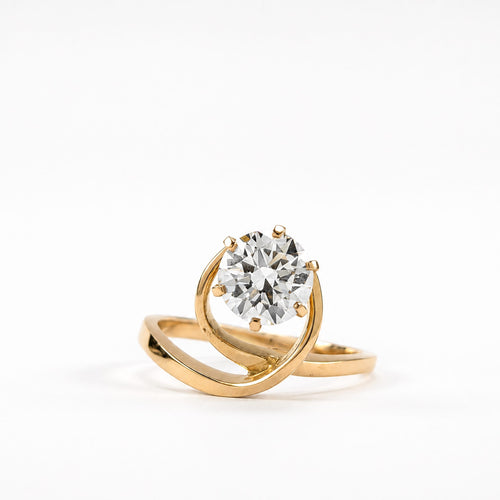 Bague 53 Bague solitaire en or jaune 18 carats et diamant 58 Facettes 33781