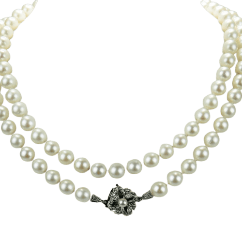 Collier Perles Akoya - Collier en or bicolore et diamants 58 Facettes 1998