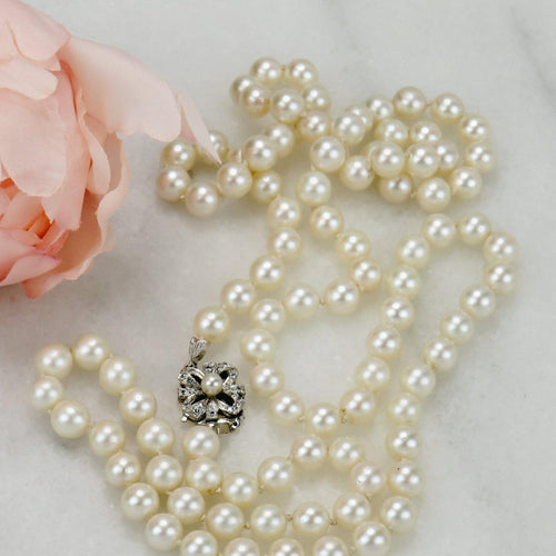 Collier Perles Akoya - Collier en or bicolore et diamants 58 Facettes 1998