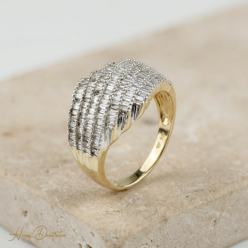 Bague 57 Ring en or jaune 585 avec diamants 58 Facettes 2184