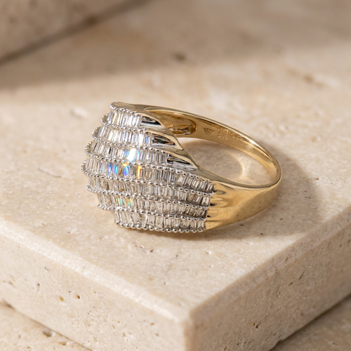 Bague 57 Ring en or jaune 585 avec diamants 58 Facettes 2184