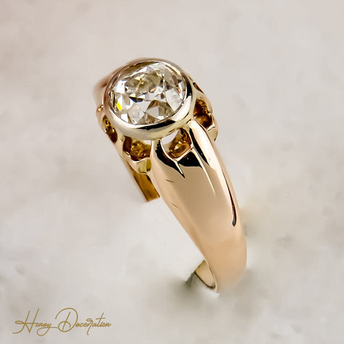 Bague 47 Bague Belcher édouardienne en or rose 14K avec diamant 58 Facettes 2466
