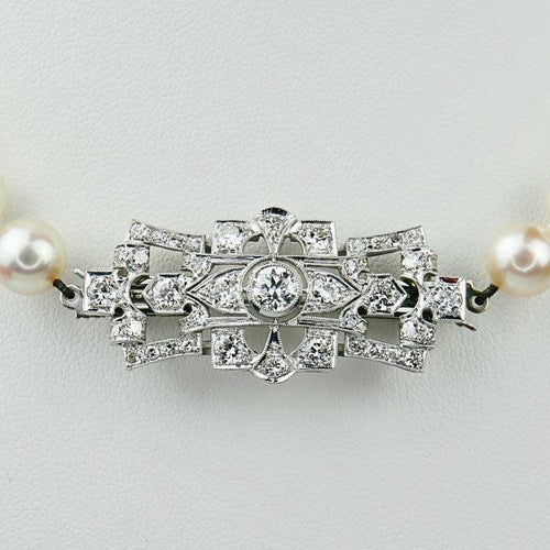Broche Art déco - Broche en or blanc diamants et perles 58 Facettes 2151